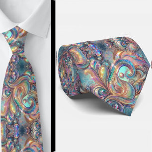 Premium-Faux-Holografie-Opal-Paisley-Schlips Krawatte
