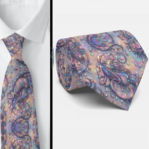 Premium-Faux-Holografie-Opal-Paisley-Schlips Krawatte