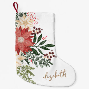 Premium Festival Poinsettia Individuelle Name Holi Kleiner Weihnachtsstrumpf