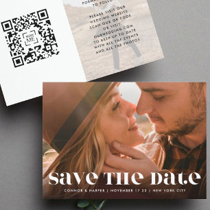 Premium fett Moderner QR CODE Text Zwei Foto Save The Date