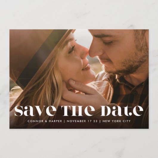 Premium fett Moderner QR CODE Text Zwei Foto Save The Date (Vorderseite)