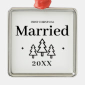 Premium First Christmas Verheiratet Keepake Hochze Ornament Aus Metall (Vorne)