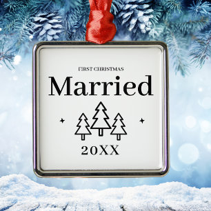 Premium First Christmas Verheiratet Keepake Hochze Ornament Aus Metall