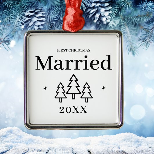 Premium First Christmas Verheiratet Keepake Hochze Ornament Aus Metall