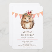 Premium für jedes Alter, Blumengebirge Igel Geburt Einladung (Vorne/Hinten)