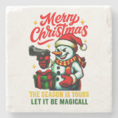 Premium Gangster Snowman Edgy Home Unique Christma Steinuntersetzer (Vorderseite)