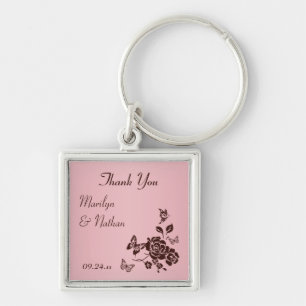 Premium-Gastgeschenk Hochzeit für Rosa und Braun Schlüsselanhänger