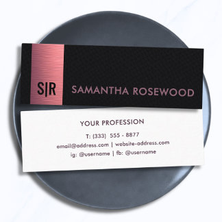 Premium gebürstetes rosa Monogramm schwarzes Leder Mini Visitenkarte