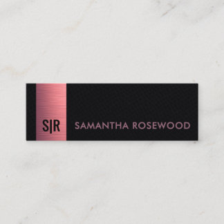 Premium gebürstetes rosa Monogramm schwarzes Leder Mini Visitenkarte