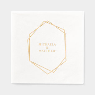 Premium Geometrische Hochzeitspaar-Namen Echtgold Servietten Mit Folie