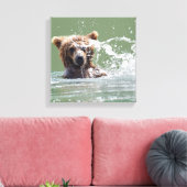 Premium gepackt Canvas 12x12 mit Grizzlybär Leinwanddruck (Insitu (Wohnzimmer))