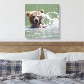 Premium gepackt Canvas 12x12 mit Grizzlybär Leinwanddruck (Insitu (Schlafzimmer))