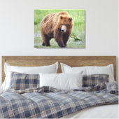 Premium gepolsterte Canvas 24x18 aus Grizzlybär Leinwanddruck (Insitu (Schlafzimmer))