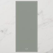 Premium Gerahmt Sage Green Monogram Wedding Menükarte (Rückseite)