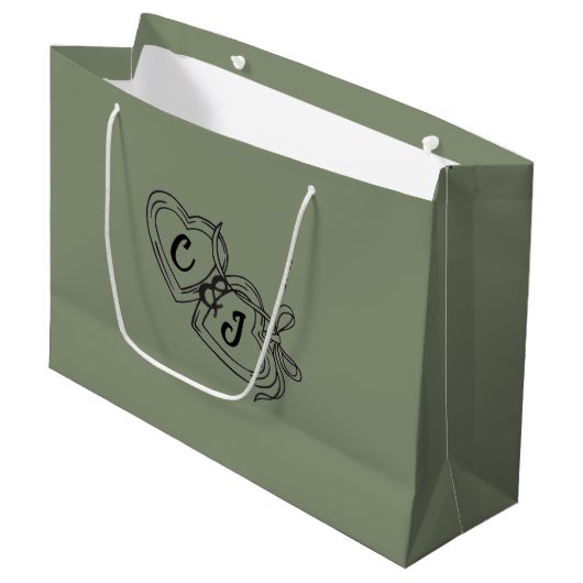 Premium-Geschenk in großem Salbeigrün und elegante Große Geschenktüte (Vorderseite Schrägansicht)
