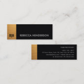 Premium Gold & Black Leather Monogram Mini Visitenkarte (Vorne/Hinten)