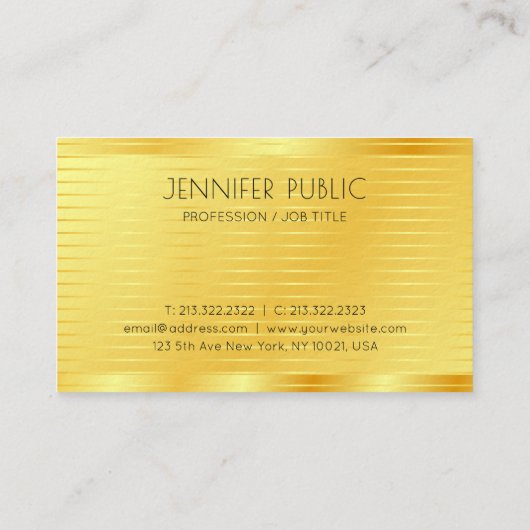 Premium Gold Look Berufliche Vorlage Visitenkarte (Rückseite)