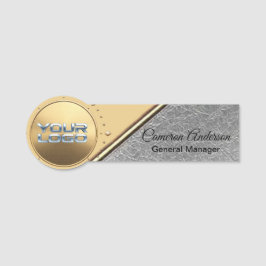 Premium Gold Textured Silver Name Tag Namensschild