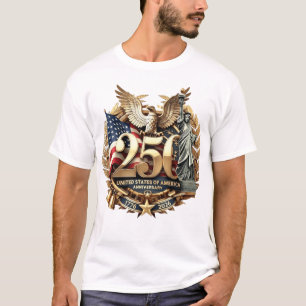 Premium Gold USA 250 Anniversary Flagge & Liberty T-Shirt
