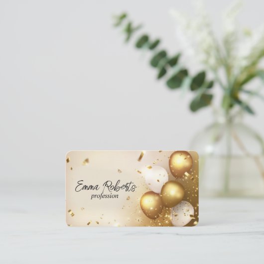 Premium Golden Balloons Luxus Visitenkarte (Stehend Vorderseite)