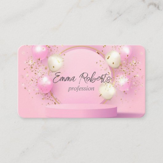 Premium Golden Pink Balloons Visitenkarte (Vorderseite)