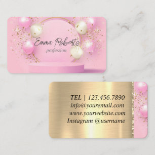Premium Goldene Rosa Ballons Luxus Visitenkarte