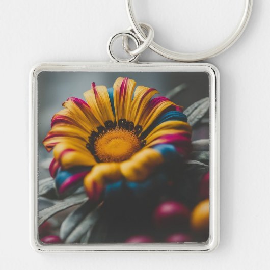 Premium Grafik-Blume-Platz Schlüsselanhänger (Vorne)