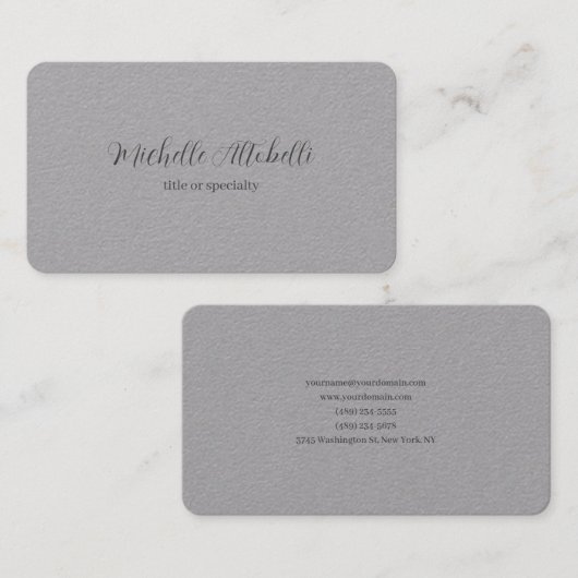 Premium Grau Beruflich modern handschriftlich Visitenkarte (Vorne/Hinten)