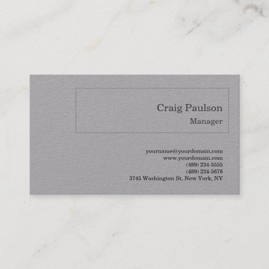 Premium Grau Minimalistisch modern Visitenkarte (Vorderseite)
