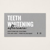 Premium Grau Modern Teeth Whitening Aftercare Card (Vorderseite)