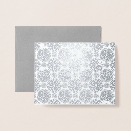 Premium Grau + Silver Foil Blume Muster Folienkarte (Vorderseite mit Umschlag)