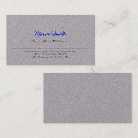 Premium Gray Blue Professional Schlicht Visitenkarte (Vorne/Hinten)