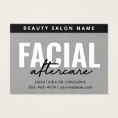 Premium Gray Facial Aftercare Instruction Card (Vorderseite)