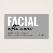 Premium Gray Facial Aftercare Instructions Card (Vorderseite)