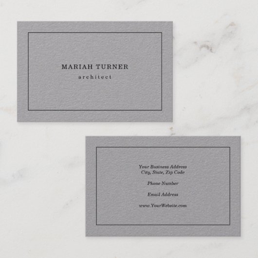 Premium Gray Schlicht Elegante Minimalistisch Mode Visitenkarte (Vorne/Hinten)