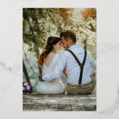 Premium Green Gold Foil FOTO Hochzeit Folieneinladung (Rückseite)