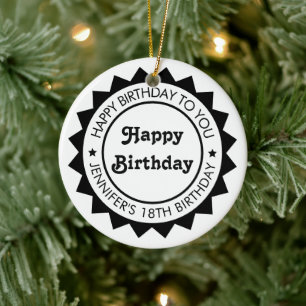 Premium Happy Birthday Stilvolles Design Keramik Ornament