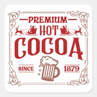 Premium Hot Cocoa Weihnachten Quadratischer Aufkleber