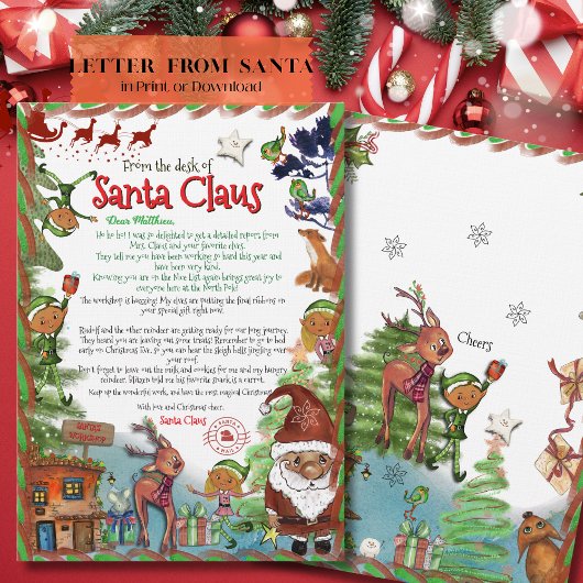 Premium Illustrated Watercolor Letter from Santa Einladung
