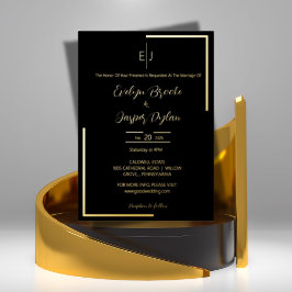 Premium Imitats Gold Moderne Typografie Black Wedd Folieneinladung
