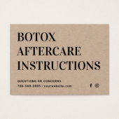 Premium Kraft-Botox-Injektion Aftercare-Karte (Vorderseite)