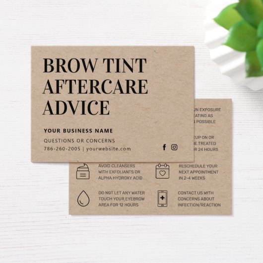 Premium Kraft Brow Tint Aftercare Card (Schreibtisch)