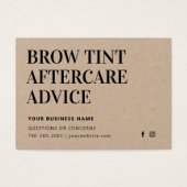 Premium Kraft Brow Tint Aftercare Card (Vorderseite)