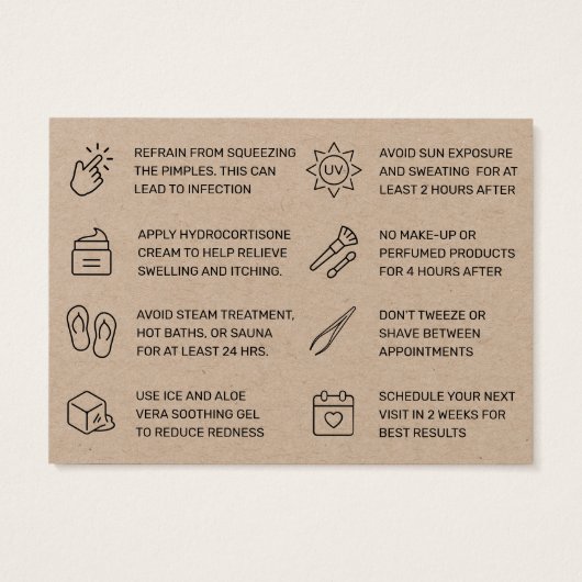 Premium Kraft Eyebrow Threading Aftercare Card (Rückseite)