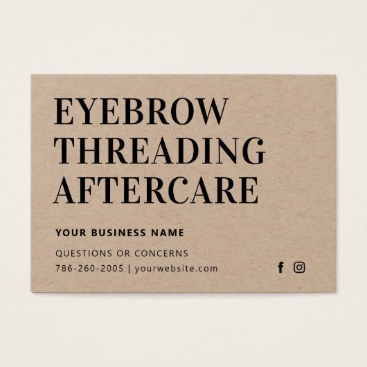Premium Kraft Eyebrow Threading Aftercare Card (Vorderseite)