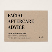 Premium Kraft Facial Aftercare Instructions Card (Vorderseite)