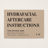 Premium Kraft HydraFacial Aftercare Advice Card (Vorderseite)