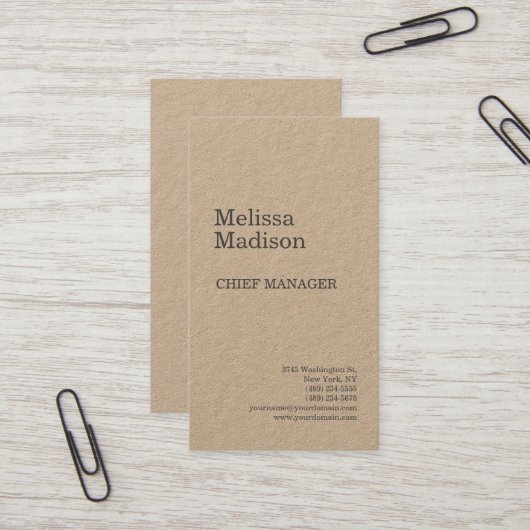 Premium Kraft Moderner Minimalistischer Berufliche Visitenkarte (Vorderseite/Rückseite Beispiel)