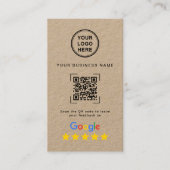 Premium Kraft QR Code Google Review Visitenkarte (Vorderseite)