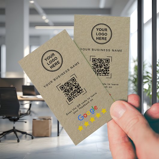 Premium Kraft QR Code Google Review Visitenkarte
